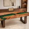 Bespoke Live Edge Office Table featuring Green epoxy resin product GT003