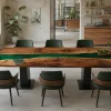 Premium custom Dining Table with Green epoxy resin Live Edge SKU GT013