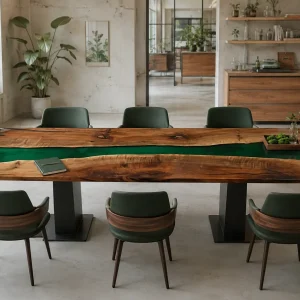 Premium custom Dining Table with Green epoxy resin Live Edge SKU GT013