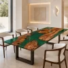 Made-to-order Live Edge Dining Table in and Green epoxy resin model GT014