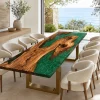 Bespoke Live Edge Dining Table featuring Green epoxy resin product GT017