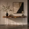 Custom Italian Olive Wood Live Edge Epoxy Console Tables with Black Epoxy ICS009