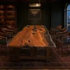 Custom Italian Olive Wood Grey Live Edge Table Conference Tables ICT007