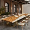 Custom Italian Olive Wood White Live Edge Table Conference Tables ICT009