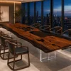Custom Italian Olive Wood Grey Live Edge Table Conference Tables ICT011