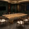 Custom Italian Olive Wood Crystal Clear Live Edge Table Conference Tables ICT012
