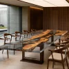 Custom Italian Olive Wood Crystal Clear Live Edge Table Conference Tables ICT013