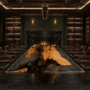 Custom Italian Olive Wood Live Edge Table Conference Tables ICT020