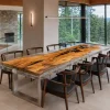 Custom Italian Olive Wood Crystal Clear Live Edge Dining Table IDT002