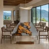 Custom Italian Olive Wood Crystal Clear Live Edge Dining Table IDT004