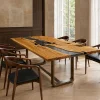 Custom Italian Olive Wood Crystal Clear Live Edge Dining Table IDT006