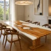 Custom Italian Olive Wood White Live Edge Dining Table IDT011