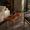 Custom Italian Olive Wood Live Edge Epoxy End Tables with Crystal Clear Epoxy IE006