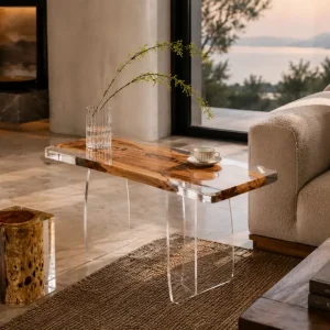 Custom Italian Olive Wood Live Edge Epoxy End Tables IE014