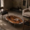 Custom Italian Olive Wood Live Edge Epoxy Coffee Tables with Crystal Clear Epoxy IECT006