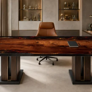 Handcrafted Lava Epoxy Office Table with SKU LT001