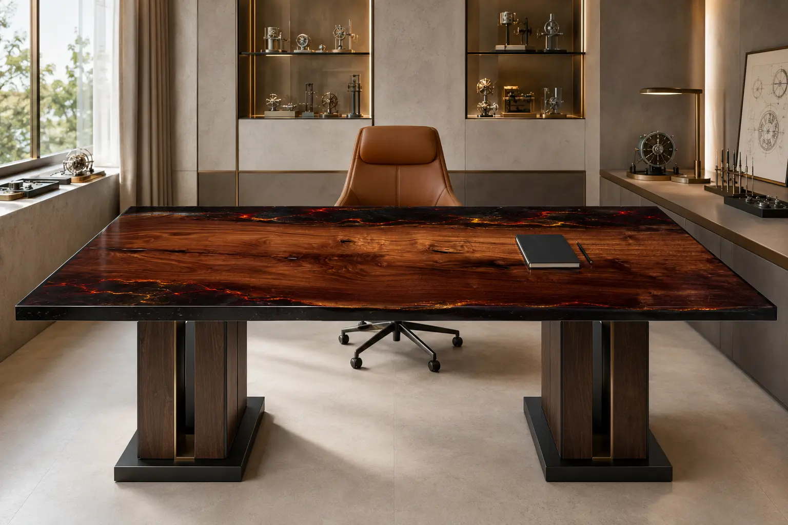 Handcrafted Lava Epoxy Office Table with SKU LT001