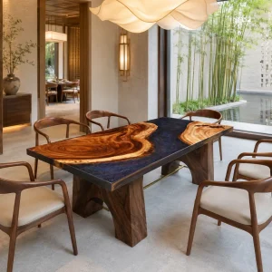 Signature Live Edge Epoxy Table crafted from and Galaxy epoxy resin SKU LT003