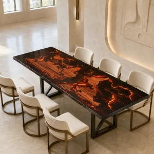 Designer Lava Epoxy Dining Table made with reference LT005