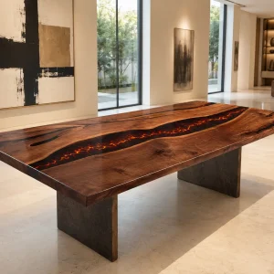 Designer Lava Epoxy Dining Table made with reference LT009