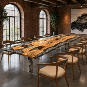 Premium Live Edge Epoxy Table featuring Crystal Clear epoxy resin product LT010