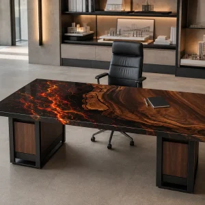 Custom Lava Epoxy Office Table crafted from SKU LT011