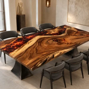 Designer Lava Epoxy Dining Table made with reference LT012