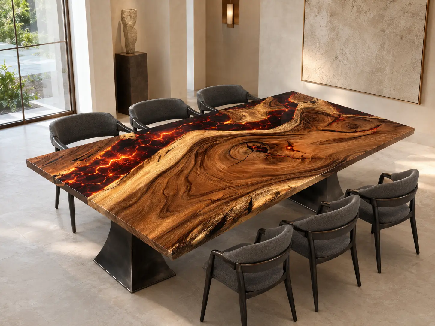 Designer Lava Epoxy Dining Table made with reference LT012