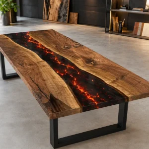 Premium custom Lava Epoxy Dining Table SKU LT015