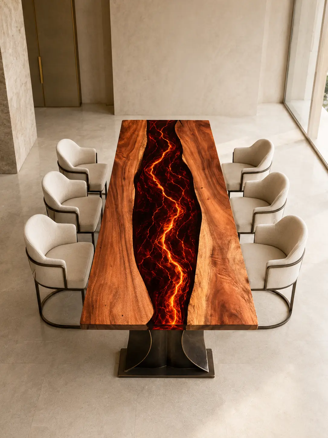 Premium custom Lava Epoxy Dining Table SKU LT019