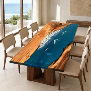 Made-to-order Ocean Beach Epoxy Wood Table in model OB001