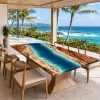 Handcrafted Ocean Beach Epoxy Wood Table crafted from SKU OB003