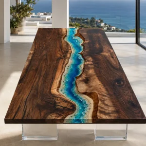 Premium custom Ocean Beach Epoxy Wood Table SKU OB011