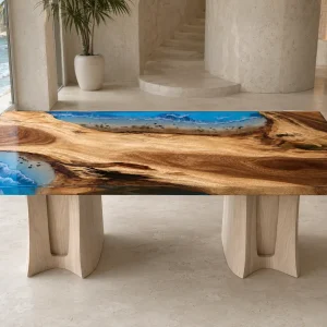 Bespoke Ocean Beach Epoxy Wood Table product OB013