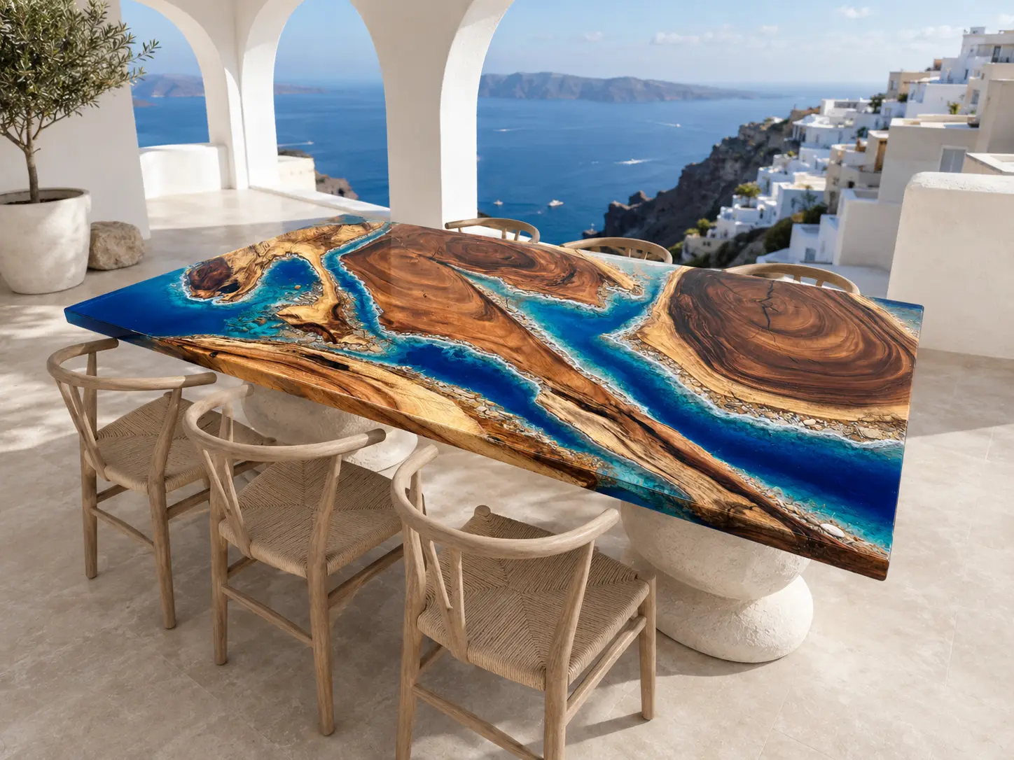 Premium custom Ocean Beach Epoxy Wood Table SKU OB015