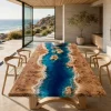 Handcrafted Ocean Beach Epoxy Wood Table crafted from SKU OB016