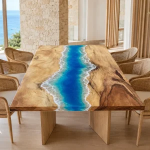 Premium Ocean Beach Epoxy Wood Table product OB017