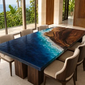 Made-to-Order Ocean Beach Epoxy Wood Table product OB022