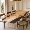 Custom French Poplar Grey Live Edge Dining Table PDT002