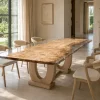 Custom French Poplar Crystal Clear Live Edge Dining Table PDT007