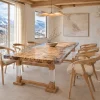 Custom French Poplar Crystal Clear Live Edge Dining Table PDT008