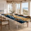 Custom French Poplar Ocean Blue Ocean & Beach Dining Table PDT014