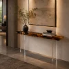 Custom Burl Wood Live Edge Epoxy Console Tables with Black Epoxy RCS003