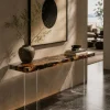 Custom Burl Wood Live Edge Epoxy Console Tables with Black Epoxy RCS004