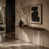 Custom Burl Wood Live Edge Epoxy Console Tables with Black Epoxy RCS008