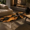 Custom Burl Wood Live Edge Epoxy End Tables with Black Epoxy RE001