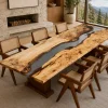 Premium Epoxy River Table featuring Grey epoxy resin product RT002
