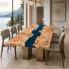 Handcrafted Epoxy River Table with and Blue epoxy resin SKU RT005