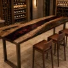 Custom Walnut River Epoxy Restaurant Table Top with Black&Red Epoxy RTT002