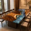 Custom Walnut Live Edge Epoxy Restaurant Table Top with Galaxy Epoxy RTT005